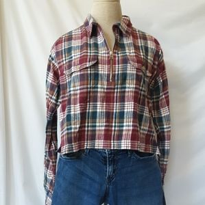 Flannel Long Sleeve Pullover